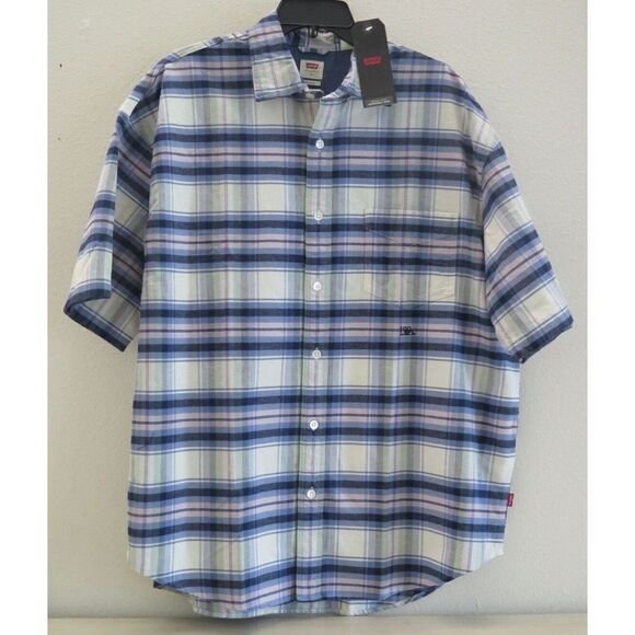 Levi's Men's Sz M Multicolor Plaid Oversized Casual S/S Button Up Shirt - Picture 8 of 11